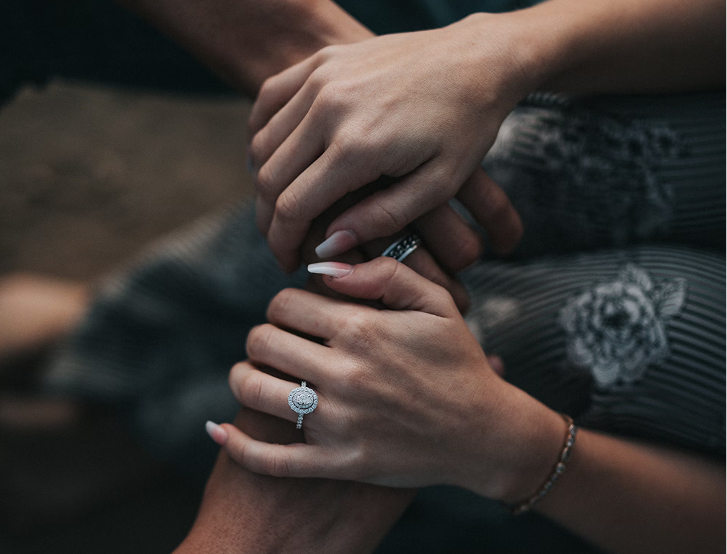 Couple wearing rings